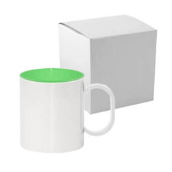 Plastic mug 330 ml with green interior with box Sublimation Thermal Transfer