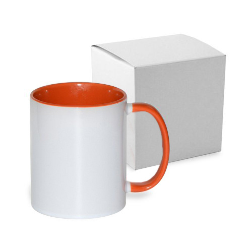 JS Coating mug 330 ml FUNNY orange with box Sublimation Thermal Transfer