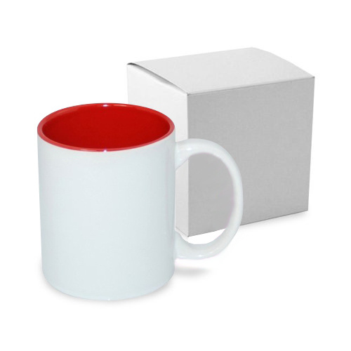JS Coating mug 330 ml with red interior with box Sublimation Thermal Transfer