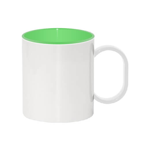 Plastic mug 330 ml with green interor Sublimation Thermal Transfer