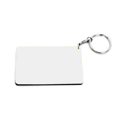 Porte-clés en plastique rectangulaire 83 x 52 mm blanc avec bord