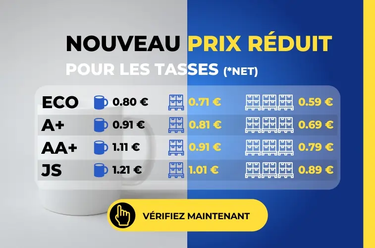 Nouveaux prix des tasses 2025