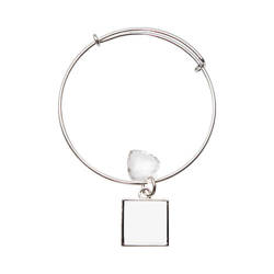 Armband met een kristallen hart en een vierkante hanger voor sublimatie