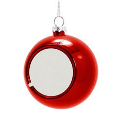 Kerstboom kerstbal Ø 8 cm voor sublimatie - rood - zilveren engeltjes