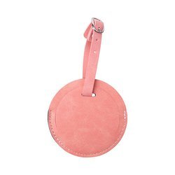 Leren bagagelabel voor sublimatie - roze cirkel