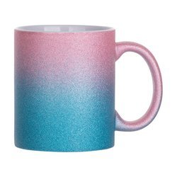 Mok 330 ml met glitter voor sublimatie - roze-blauw verloop