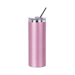 Mok van 600 ml met een rietje voor sublimatie - roze glitter