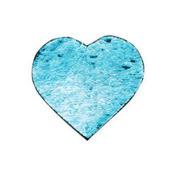 Tweekleurige pailletten voor sublimatie en applicatie op textiel - blauw hart 22 x 19,5 cm