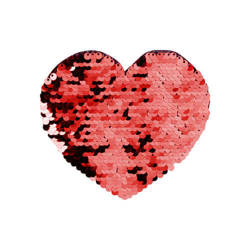 Tweekleurige pailletten voor sublimatie en applicatie op textiel - rood hart 12 x 10,5 cm