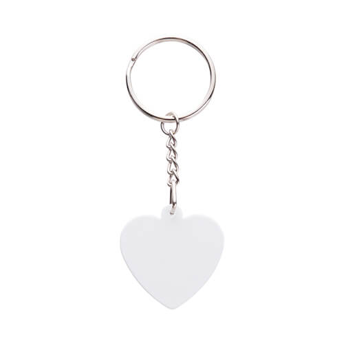 Een plastic sleutelhanger met een ketting voor sublimatie - hart