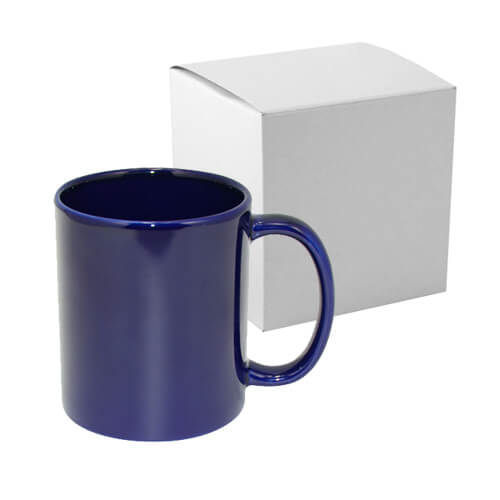 Full Color mok - marineblauw glanzend voor thermische overdracht met kartonnen doos