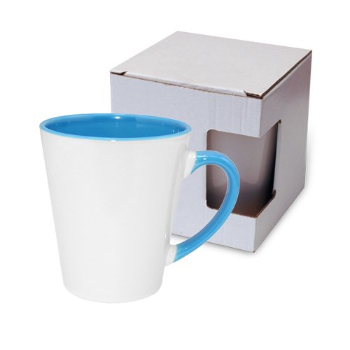 Latte mok FUNNY klein blauw met een kartonnen doos KAR3 Sublimation Thermal Transfer