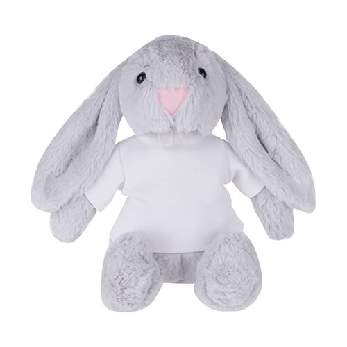 Pluche konijn 22 cm met T-shirt voor sublimatie bedrukking - lichtgrijs