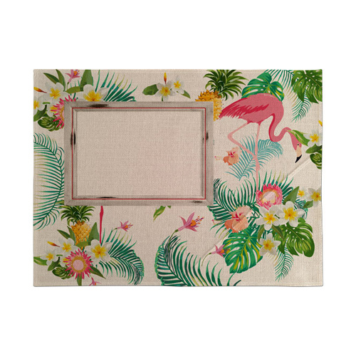 Tafelmat gemaakt van linnen voor sublimatie - Flamingo