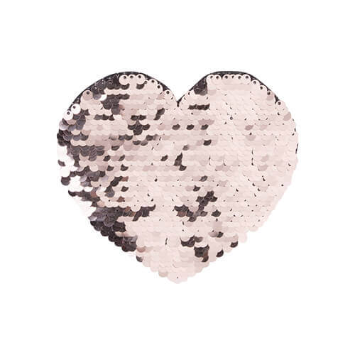 Tweekleurige pailletten voor sublimatie en applicatie op textiel - champagne hart 12 x 10,5 cm