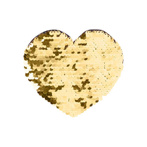 Tweekleurige pailletten voor sublimatie en applicatie op textiel - gouden hart 12 x 10,5 cm