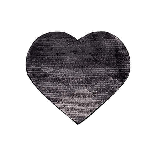 Tweekleurige pailletten voor sublimatie en applicatie op textiel - zwart hart 22 x 19,5 cm