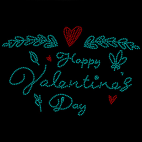 Vel met zirkonia voor thermische overdracht - Happy Valentine's Day