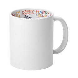 330 ml mug with HAPPY HOLIDAYS interior for sublimation