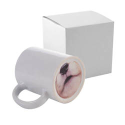 330 ml mug with a dog’s nose imprinted on the bottom for sublimation printing + cardboard box