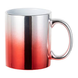 330 ml plated mug for sublimation - silver-red gradient