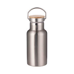 350 ml stainless steel thermos with a bamboo lid for sublimation printing – silver