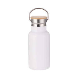 350 ml stainless steel thermos with a bamboo lid for sublimation printing – white