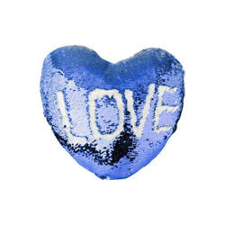 39 x 44 cm heart-shaped pillowcase with two colour of sequins for sublimation printing – blue