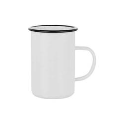 450 ml enamelled mug white with black edge lining for thermo-transfer printing
