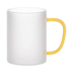 450 ml frosted glass with a yellow handle for sublimation