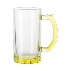 470 ml glass mug for sublimation - yellow handle and bottom
