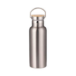 500 ml stainless steel thermos with a bamboo lid for sublimation printing – silver