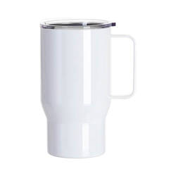 Stainless Steel Tall Cup w/ Handle(12oz/360ml,Sublimation Blank,White)