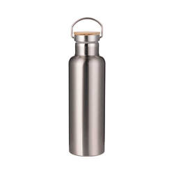 750 ml stainless steel thermos with a bamboo lid for sublimation printing – silver