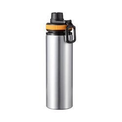 850 ml silver aluminum water bottle with a screw cap with a orange insert for sublimation