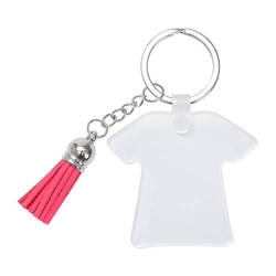 Acrylic keychain for sublimation - T-shirt with red fringes