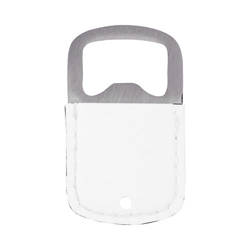 Bottle opener 3.2 x 5.2 cm in steel and leather for sublimation - White