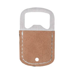 Bottle opener 3.2 x 5.2 cm in steel and leather for sublimation - brown