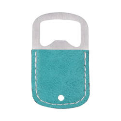Bottle opener 3.2 x 5.2 cm in steel and leather for sublimation - green