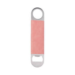 Bottle opener 4 x 17.7 cm in steel and leather for sublimation - pink