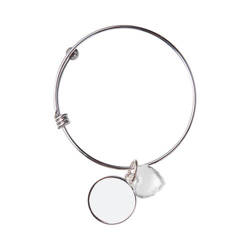 Bracelet with a boule, crystal hearth, circle locket for sublimation printing