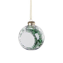 Christmas tree ball for sublimation with green angel hair