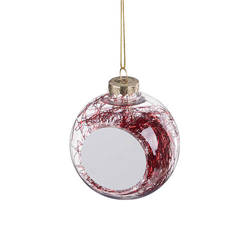 Christmas tree ball for sublimation with red angel hair