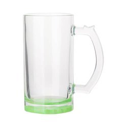 Glass mug for sublimation, green bottom 470 ml