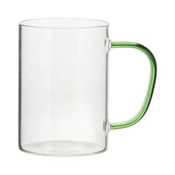 Glass with a light green handle for sublimation 360 ml