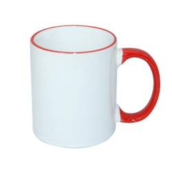 JS Coating mug 330 ml with red handle Sublimation Thermal Transfer