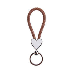 Keychain braided heart for sublimation printing - brown