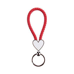 Keychain braided heart for sublimation printing - red