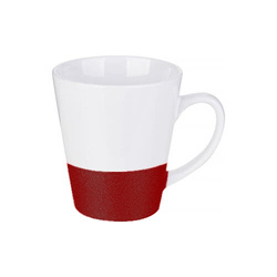 Latte mug 300 ml with glitter stripe for sublimation - red