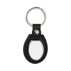 Leather and metal pendant for sublimation - oval - black
